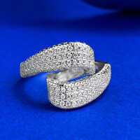 wholesale S925 Silver New Jewelry S-Shaped Row of Zirconia Line High-End Luxury Ring for Women, Cross-Border European and American Style-R1309 White Diamond Ring>No. 8