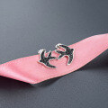 wholesale S925 Silver Creative Swallow Earrings with Black Zircon, Korean Style Fashion Sweet Temperament Student Earrings-0-3