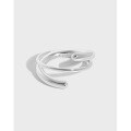 wholesale S925 Sterling Silver YH215 Korean Version Ins Original Niche Design Minimalist Versatile Asymmetric Interwoven Textured Ring for Women-0-0