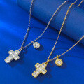 wholesale S925 Silver European and American Style High Carbon Diamond Cross Pendant Fashion Versatile Commuter Telescopic Necklace-0-3