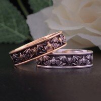 wholesale S925 sterling silver full-body Halloween series bat ring Gothic-style statement ring, elegant and retro trendy-BZ0592-Rose Gold>US Size 7