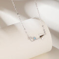 wholesale S925 silver paper airplane necklace for women, minimalist and fresh heart-shaped pendant with engraving, cross-border new product-0-1