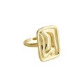 wholesale S925 Sterling Silver Gold-Plated Korean Style Geometric Smooth Square Adjustable Open Ring for Women-0-4