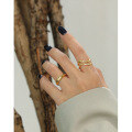 wholesale S925 Sterling Silver Korean Version Ins Minimalist Double-Layer Line Wave Pattern Open Ring for Women-0-2