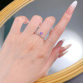 wholesale S925 Sterling Silver Light Luxury Style Minimalist Romantic Purple Teardrop 4*6mm Pear-Shaped Amethyst Ring-0-3