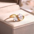 wholesale [gold-plated] S925 silver double main stone moissanite ring, chunky square shape, minimalist design, women's best-selling style-0-1