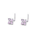 wholesale 925 Sterling Silver Zirconia Four-leaf Clover L-shaped Nose Stud Piercing Jewelry Qingdao Wholesale-0-6