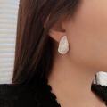 wholesale S925 Sterling Silver Geometric Textured Petal Ear Studs Women's Korean High-End Spring Summer New Unique Earrings-0-4