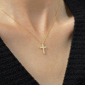 wholesale S925 Sterling Silver Fresh and Sweet Ins Style Niche Design Full Diamond Cross Necklace Y01646-0-1