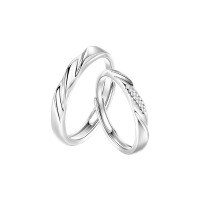 Sterling Silver Moissanite Möbius Couple's Ring, Adjustable Unisex Design-S925 sterling silver + 3 x 1.5 fen moissanite beads