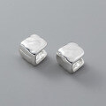 wholesale S925 Sterling Silver Textured Retro Square Ear Clasps with Heavy Workmanship, Fashionable Minimalist Style Earrings M04128-0-2