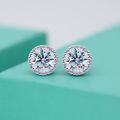 wholesale S925 Sterling Silver Moissanite Web Stud Earrings for Women, Small Design Earrings with Elegant and High-End Feel, Round Diamond Earrings-0-3