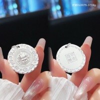 wholesale 999 Pure Silver God of Wealth Pendant, Hollow-Out Silver Pendant with "Attract Wealth and Treasure" Design, Ancient Method New Chinese Style National Trend Single Pendant-2