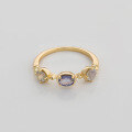 wholesale S925 Gold-Plated Silver, Duli Jewelry Japanese Style Minimalist Colored Gemstone Moon Goddess Iolite/Labradorite Ring-0-2