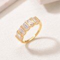 wholesale 925 Silver Moissanite Ring with Five Trapezoid Cut Full Row Design in Gold Tone, Sparkling and Stylish Women's Best-Seller-0-1