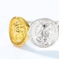 wholesale S925 silver gold-plated vintage coin ring, Japanese new style, two-tone electroplated, adjustable open ring, drop shipping available-0-2