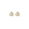 wholesale 925 Sterling Silver Minimalist Freshwater Pearl Earrings with Triangular Lines, Summer Korean Style M00105-0-4
