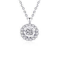 wholesale S925 Silver Inlaid 05 Carat Moissanite Pendant Necklace, Elegant and Stylish-0.5ct Moissanite Pendant (with silver chain)  925 Silver