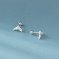 wholesale S925 Sterling Silver Fresh and Sweet Ins Style Niche Design Diamond-Inlaid Mermaid Earrings M05662-0-4