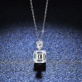 S925 Silver Pendant with 1ct Moissanite, Emerald Cut-0-0