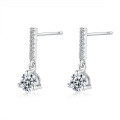 Sterling Silver S925 Moissanite Round Fringe Earrings, Hip-Hop Style Unisex Design-0-3