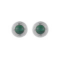 wholesale S925 Sterling Silver 269 Round Edge Drilled Malachite Earrings for Women, High-End Feel, Niche and Unique, Light Luxury, Elegant Silver Ear Jewelry-0-5