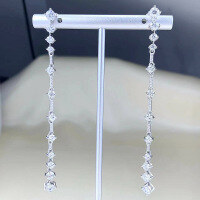 wholesale S925 Silver, Zhuo Zhifan New Simulated Diamond Ear Thread for Women, Evening Party Fashion European and American Style Linear Diamond Earrings-E404 White Diamond &gt;925 Silver