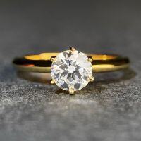 wholesale S925 Sterling Silver Six-Prong 1-Carat D Color T-Gold Plated Moissanite Ring for Cross-Border Wholesale in Europe and America-Yellow Gold 1 Carat D Color - CBJZ447 6