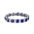 wholesale S925 Sterling Silver 7*9 European and American Fashion Women's Jewelry 45ct Synthetic Sapphire Bracelet 18cm-0-5