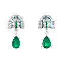 wholesale 925 Silver Gold-Plated Earrings with High-Carbon Diamond, Muzo Green Waterdrop Shape, Art Deco Decorative Jewelry for Women-0-0