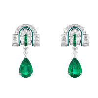 wholesale 925 Silver Gold-Plated Earrings with High-Carbon Diamond, Muzo Green Waterdrop Shape, Art Deco Decorative Jewelry for Women-Muzo Green 925 Silver