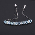 wholesale 925 Silver Fashion Topaz Natural Stone Bracelet for Women, European and American Style Princess Elegance Gemstone Bracelet-0-2