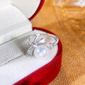 wholesale 925 Sterling Silver Ethereal Delicate Bow Freshwater Pearl Ring Fairy Super Sparkling Exquisite Minimalist Design Band-0-0