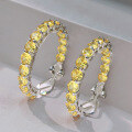 wholesale 925 Sterling Silver with 40 High Carbon Diamond and Yellow Diamond Minimalist Ear Clips for Women, Fashionable and Versatile, Zhuozhifan Jewelry New Collection-0-0