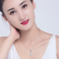 wholesale Silver and Hetian Jade Necklace for Women, Minimalist and Niche Design Pendant Collarbone Chain, Mother's Day Gift for Mom, Drop Shipping-0-3