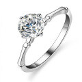 Silver Moissanite Bamboo Knot Diamond Ring-0-2