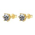 S925 Silver Gold-Plated D Color Moissanite Six-Prong Stud Earrings-0-3