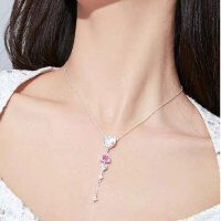 wholesale 925 Silver Trendy and Versatile Small-Design Personality Bracelet for Women with a Luxury Elegant Heart-Shaped Colored Diamond Pendant-xb1268-heart tassel diamond necklace