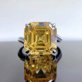 wholesale Metal: 925 Silver New Style 12*12 Yellow Diamond Asscher Cut Pagoda Ring, Fashion Minimalist Ring Band-0-5
