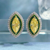 wholesale S925 Sterling Silver Micro-Paved 6*13 Yellow Diamond Marquise Luxury Full Diamond Classic Stud Earrings for Women-E211 Yellow Diamond 925 Silver