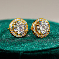 S925 Sterling Silver Moissanite Stud Earrings, Luxury Classic Design, Cross-Border Wholesale.-0.5ct (set with moissanite)  925 silver
