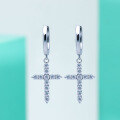 wholesale S925 Sterling Silver Cross Moissanite Earrings for Women, Classic Stud Earrings with Dense Inlaid Ear Clasp Drop Earrings with Silver Needles-0-2