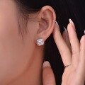 wholesale 925 Silver Shipei Jewelry New 2-Carat High Carbon Diamond Earrings for Women, High-End Ice Flower Cut White Square 7*7-0-2