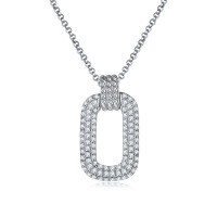wholesale S925 silver plated with 18k, square perfume bottle pendant fully set with D-color moissanite, Instagram viral style women's necklace-Platinum 925 silver