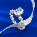 wholesale S925 Sterling Silver 6*9 White Diamond Square Sugar High-End Classic Fashion Ring for Women-0-1