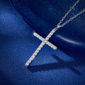 wholesale S925 Sterling Silver Micro-Inlaid Zircon Cross Necklace Fashion Minimalist Classic Versatile Pendant Collarbone Chain-0-2