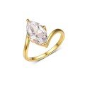wholesale S925 Sterling Silver Golden Moissanite Ring Marquise Main Stone Simple and Luxurious Design Women's Commuting Best Seller-0-4