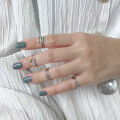 wholesale S925 Sterling Silver Korean-style Ins Multi-layer Interwoven Woven Heart Women's Knuckle Ring Pinky Ring Toe Ring Stacking Ring Set-0-2