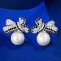 wholesale 925 Silver New Jewelry 10mm Pearl Stud Earrings Fashionable Elegant High-End Versatile Women's Earrings-0-0
