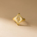 wholesale S925 Sterling Silver Retro Light Luxury Brushed Four-Pointed Star Ring Openable Design Women's Jewelry R01793-0-4